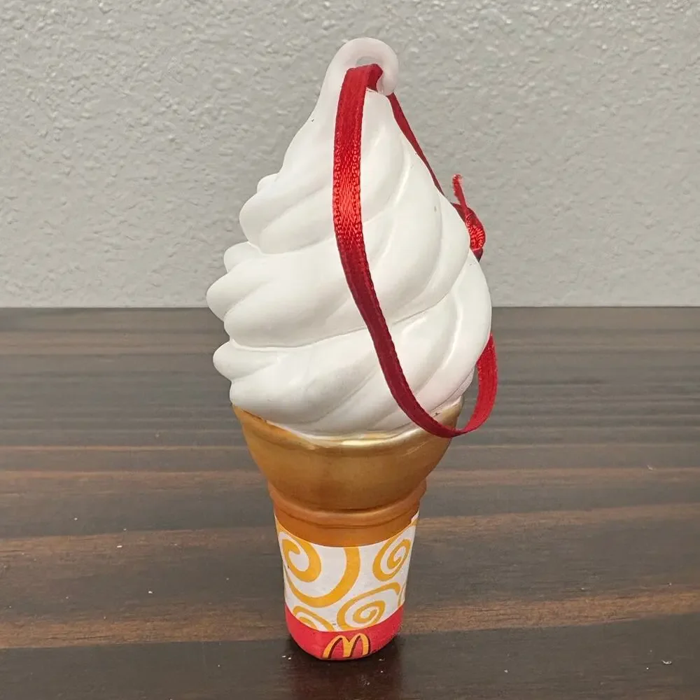 Rare 2012 McDonald’s Ice Cream Cone 4inch Glass Christmas Ornament  w/ Box